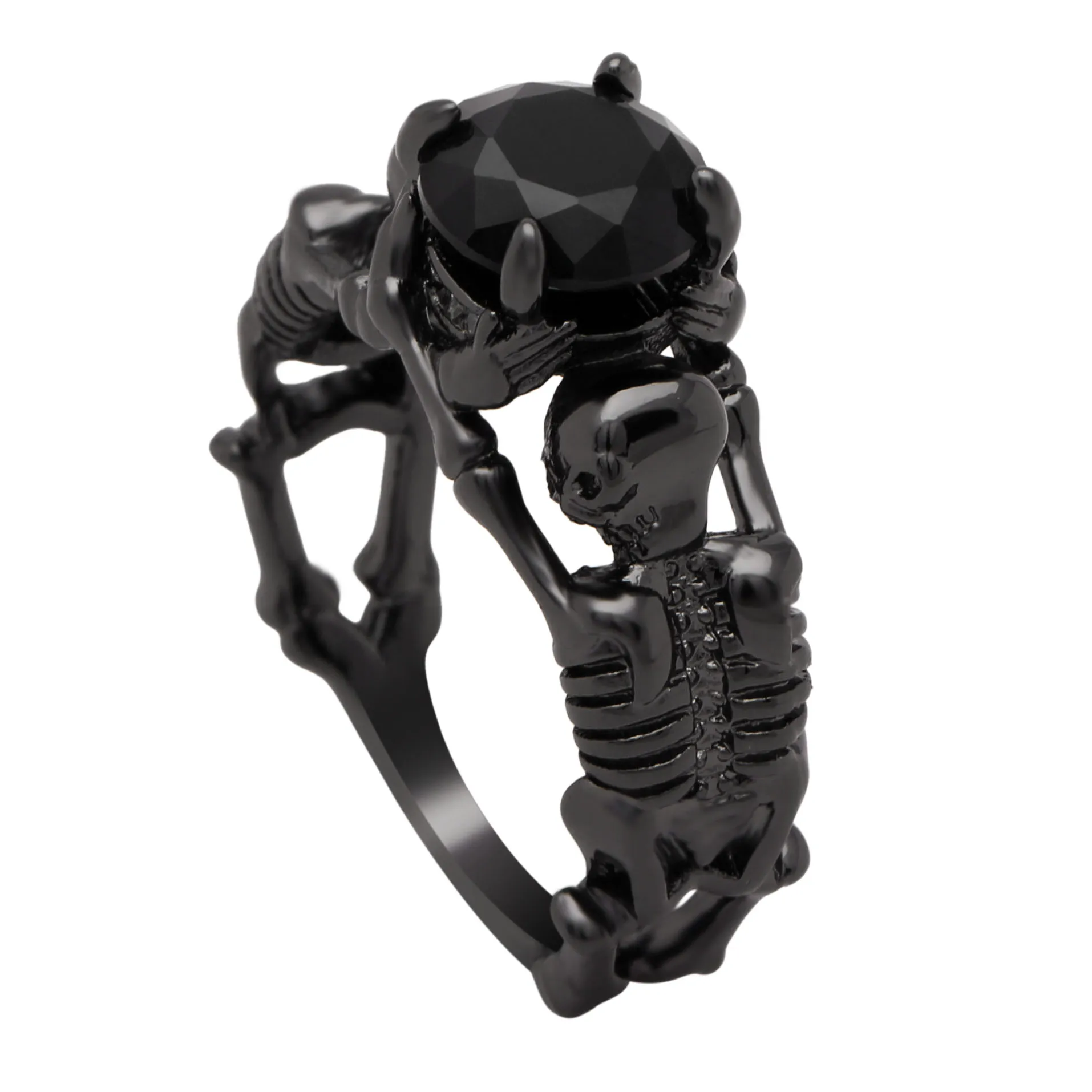 UFOORO Ghost evil Skull skeleton Hand CZ Ring European and American Punk style Motor Biker Men Ring 2017 new skull men's jewelry 27