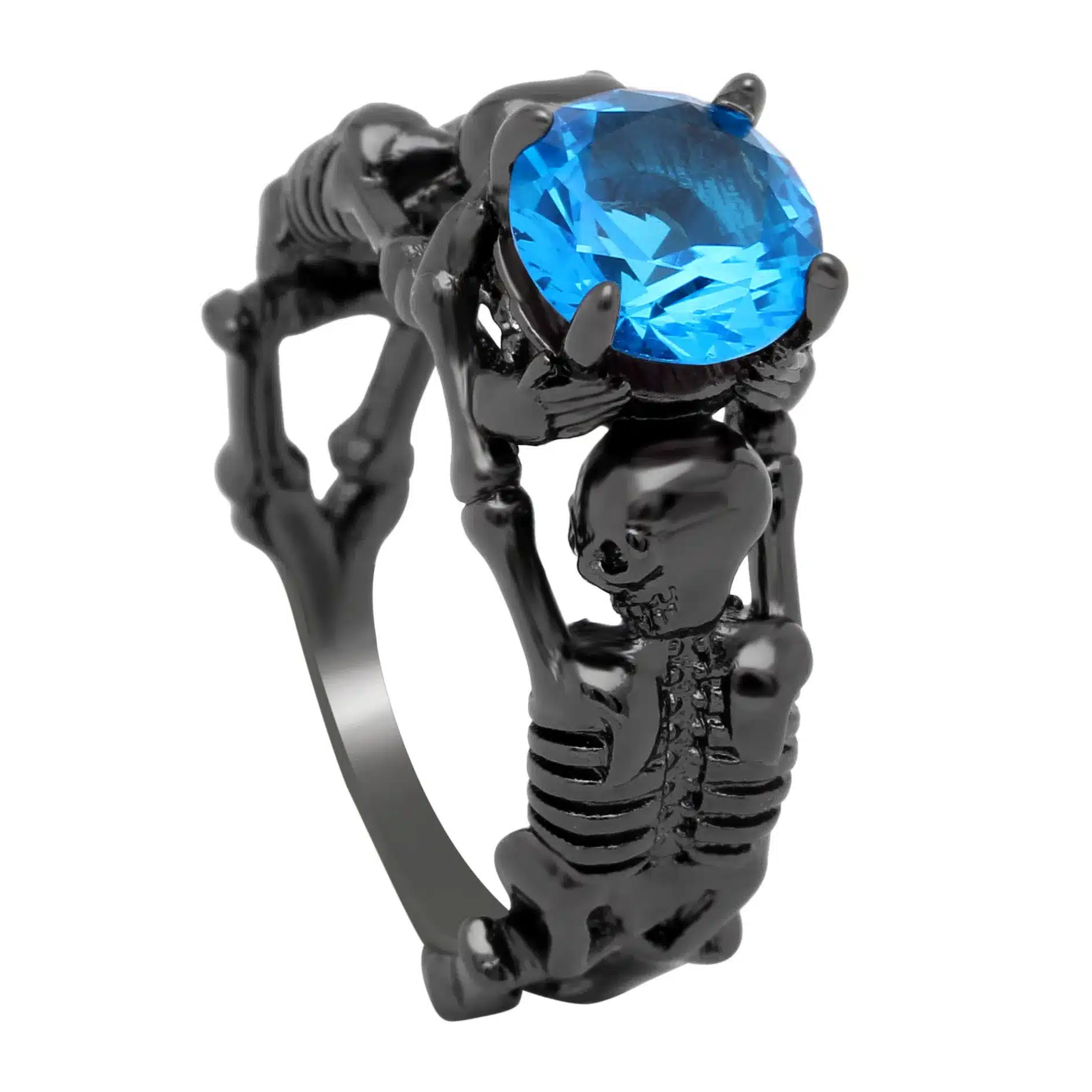 UFOORO Ghost evil Skull skeleton Hand CZ Ring European and American Punk style Motor Biker Men Ring 2017 new skull men's jewelry 31