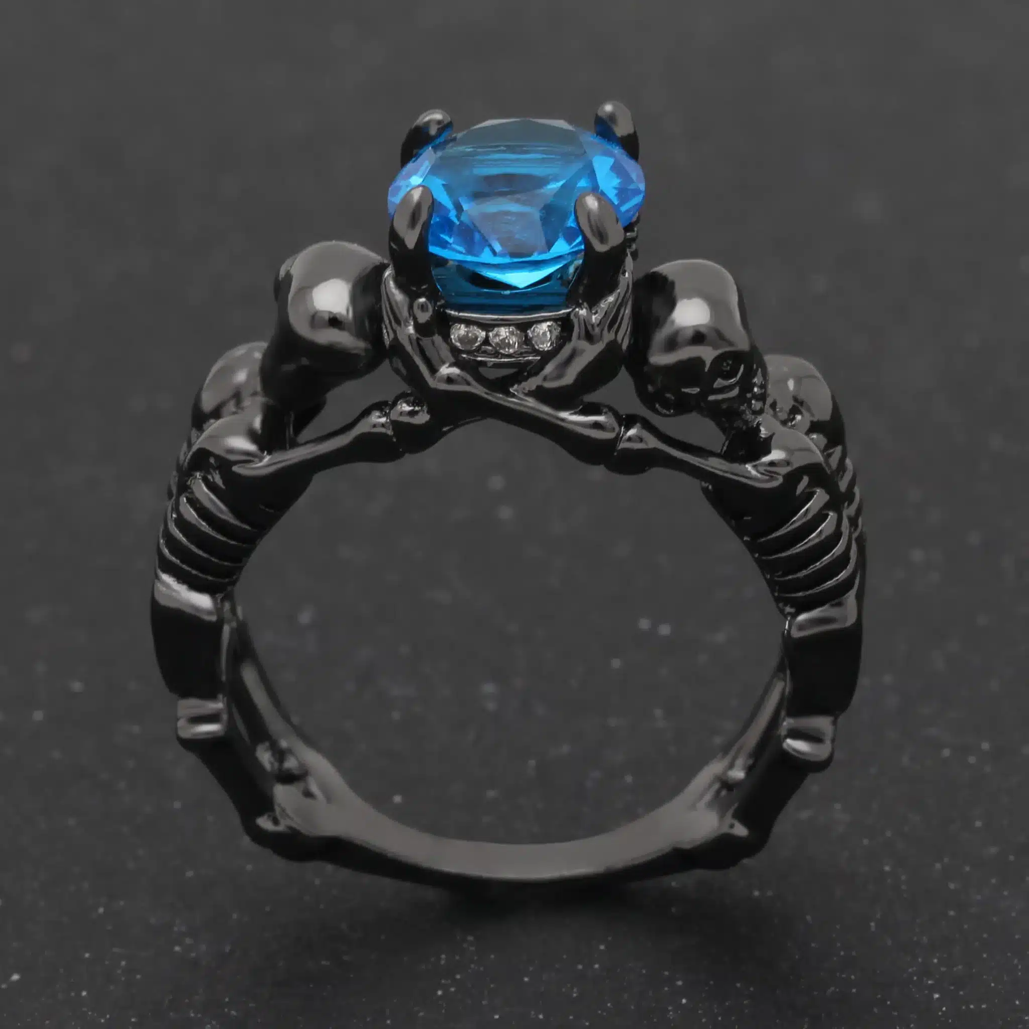 UFOORO Ghost evil Skull skeleton Hand CZ Ring European and American Punk style Motor Biker Men Ring 2017 new skull men's jewelry 32