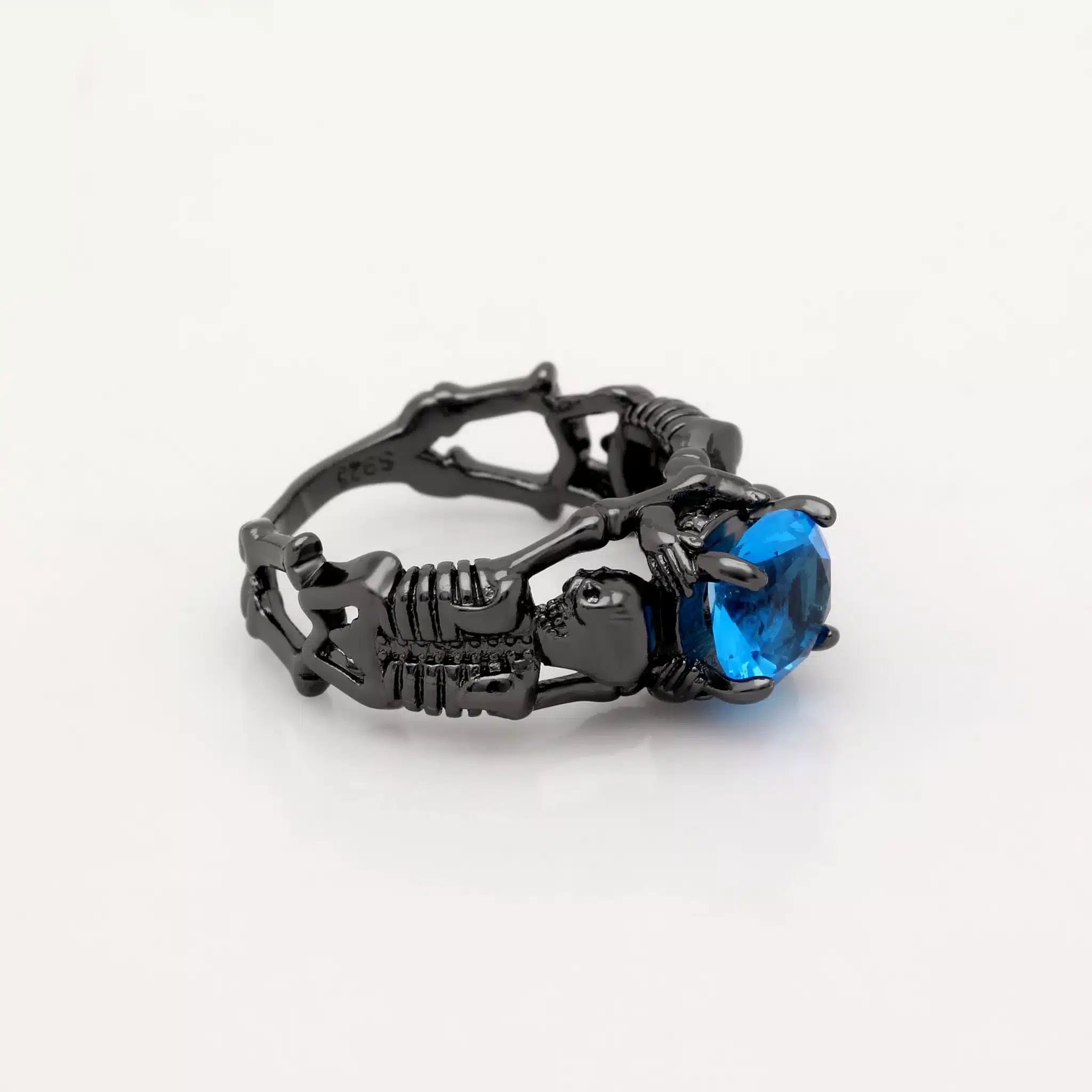 UFOORO Ghost evil Skull skeleton Hand CZ Ring European and American Punk style Motor Biker Men Ring 2017 new skull men's jewelry 34