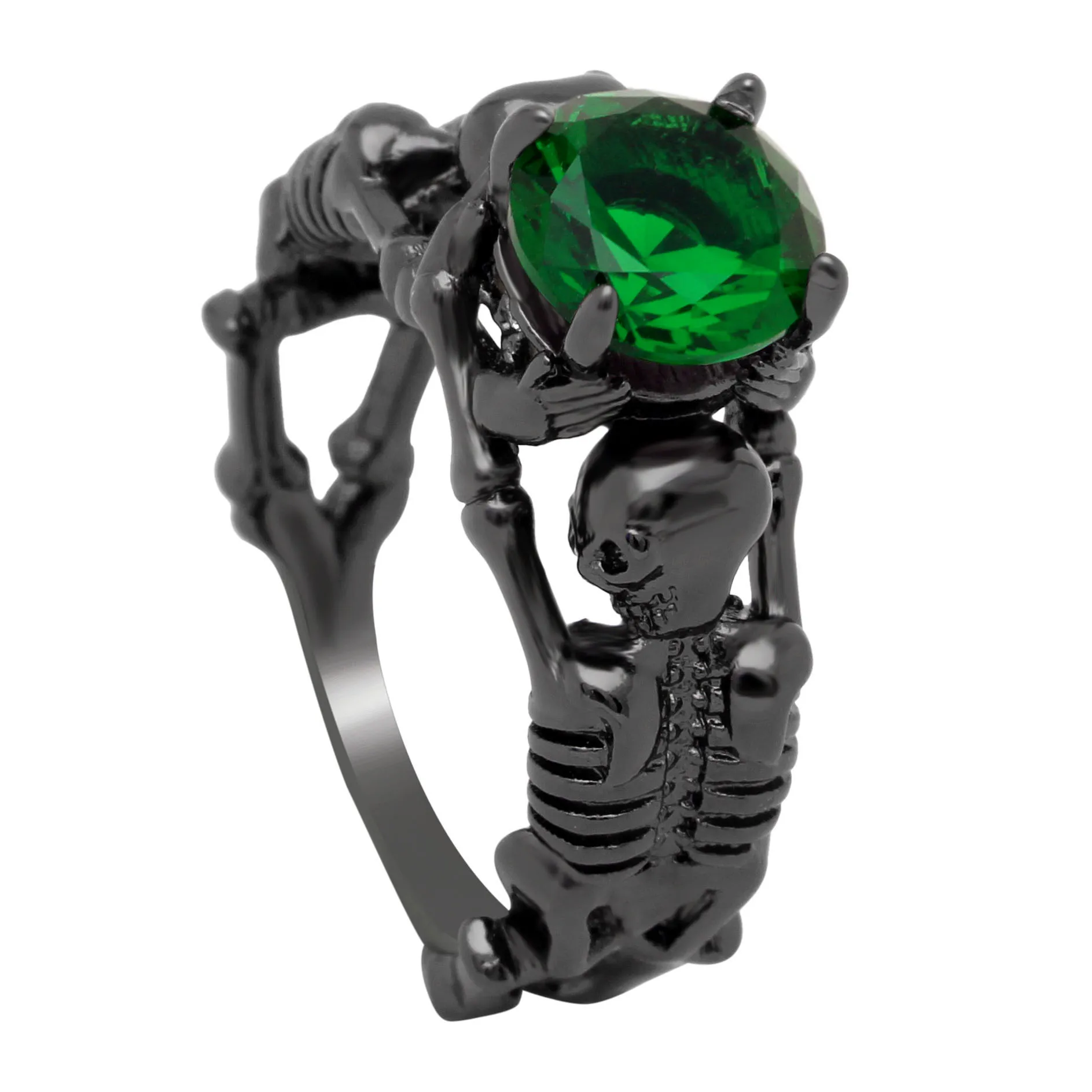 UFOORO Ghost evil Skull skeleton Hand CZ Ring European and American Punk style Motor Biker Men Ring 2017 new skull men's jewelry 35