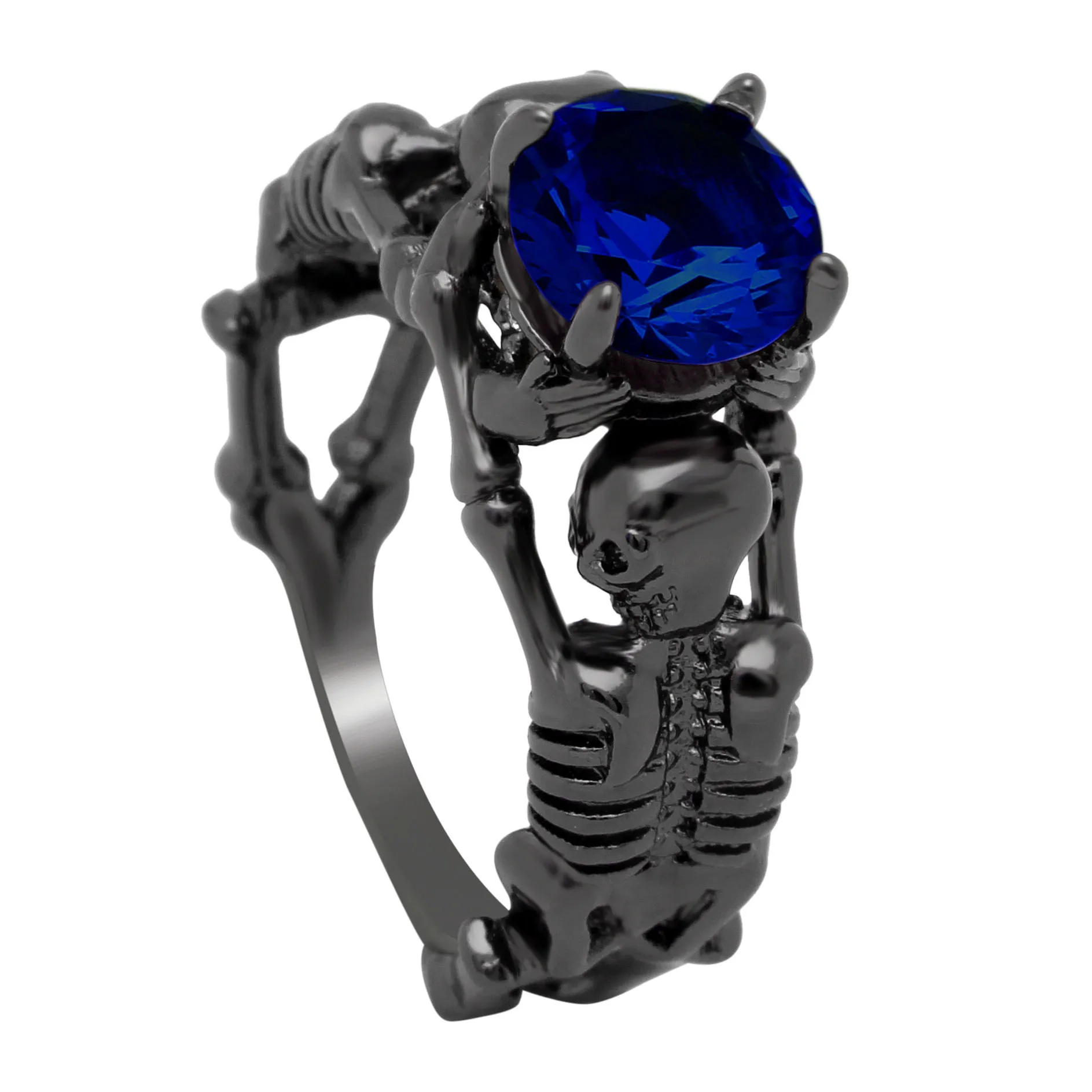 UFOORO Ghost evil Skull skeleton Hand CZ Ring European and American Punk style Motor Biker Men Ring 2017 new skull men's jewelry 36