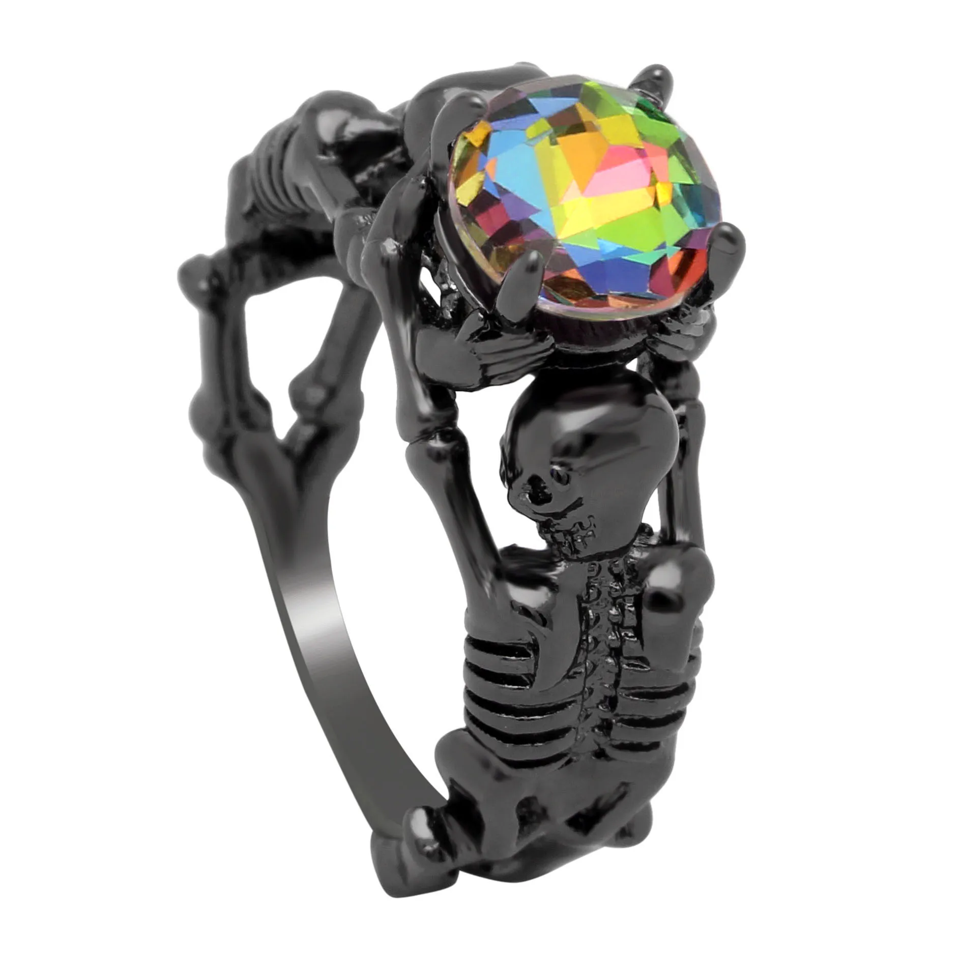 UFOORO Ghost evil Skull skeleton Hand CZ Ring European and American Punk style Motor Biker Men Ring 2017 new skull men's jewelry 37