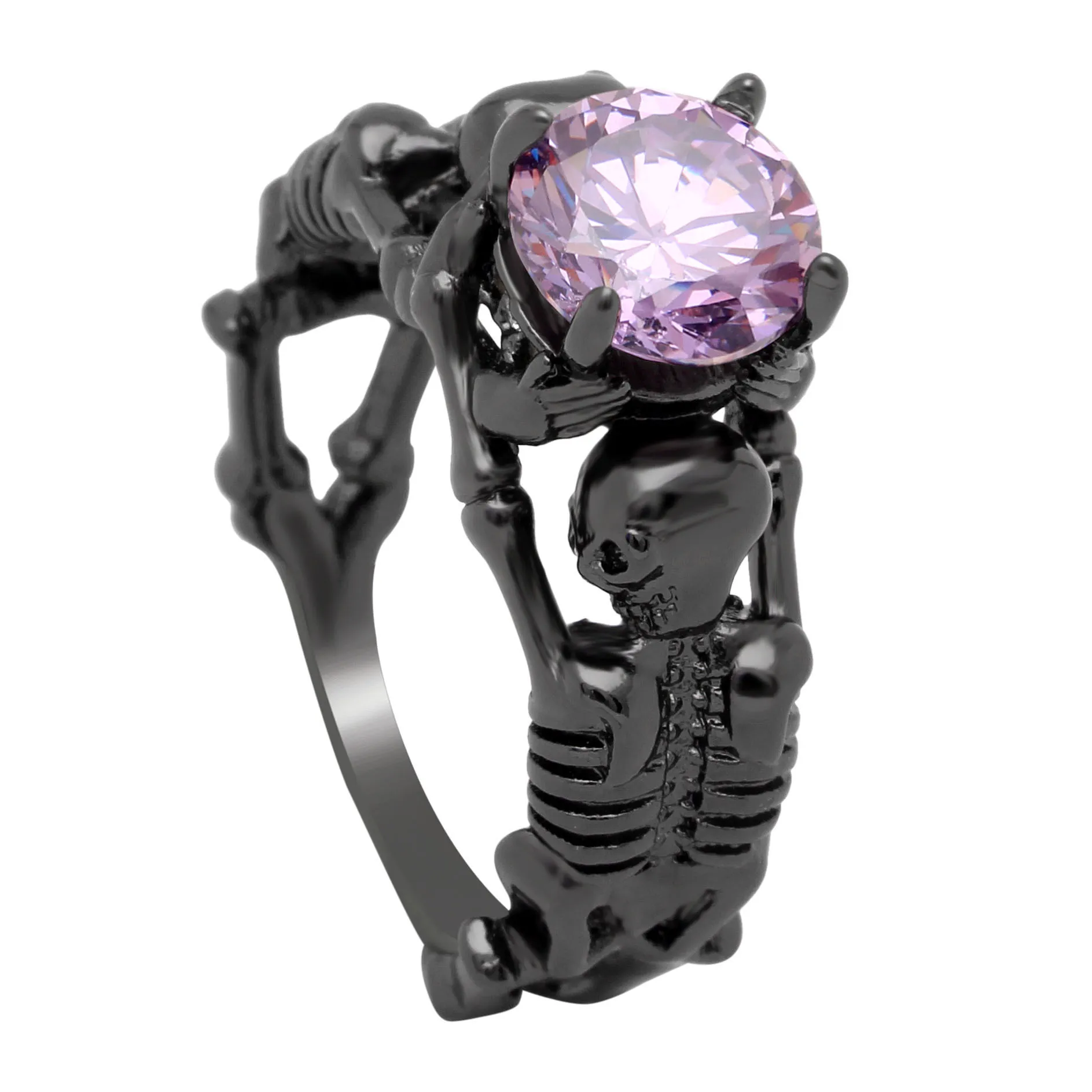 UFOORO Ghost evil Skull skeleton Hand CZ Ring European and American Punk style Motor Biker Men Ring 2017 new skull men's jewelry 38