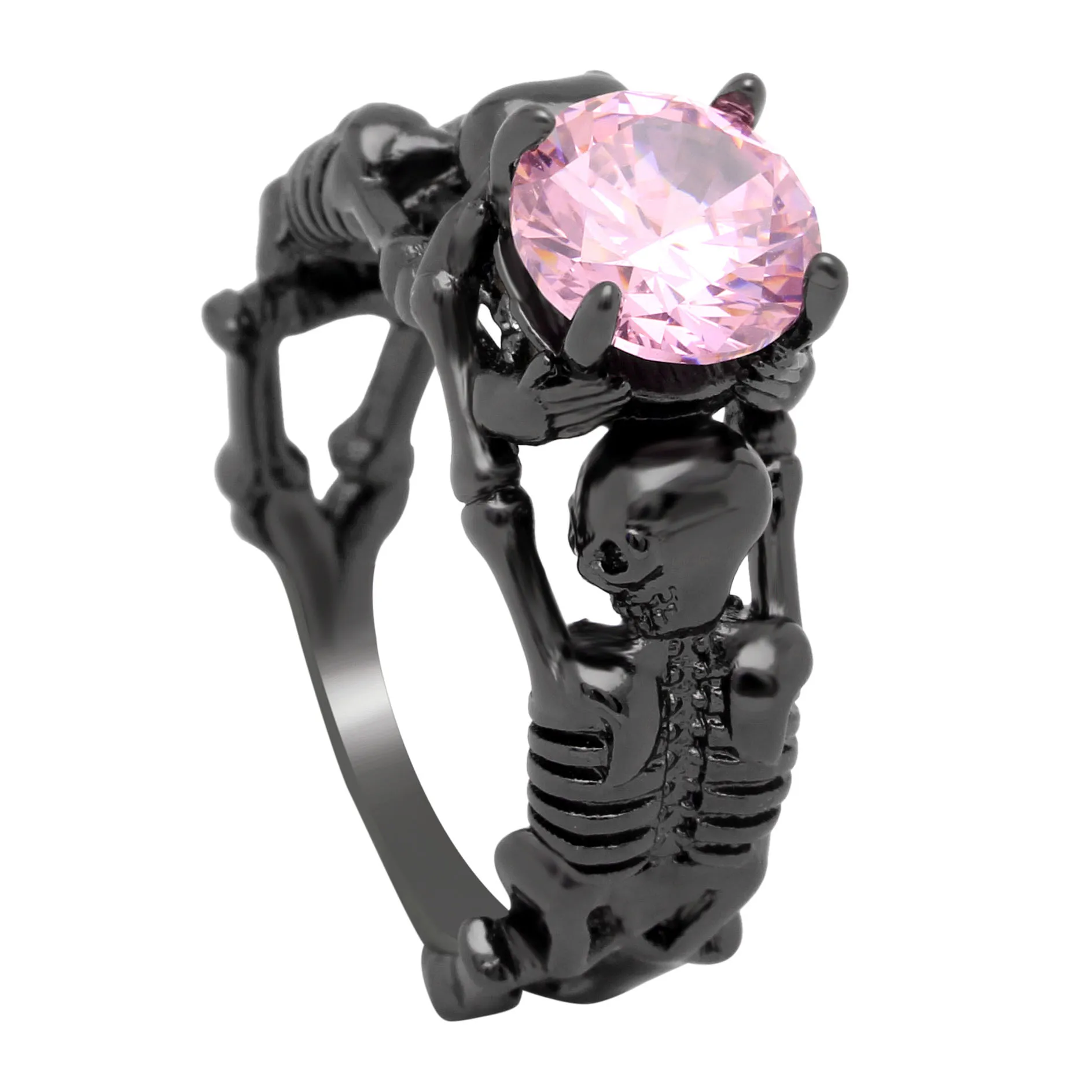 UFOORO Ghost evil Skull skeleton Hand CZ Ring European and American Punk style Motor Biker Men Ring 2017 new skull men's jewelry 40