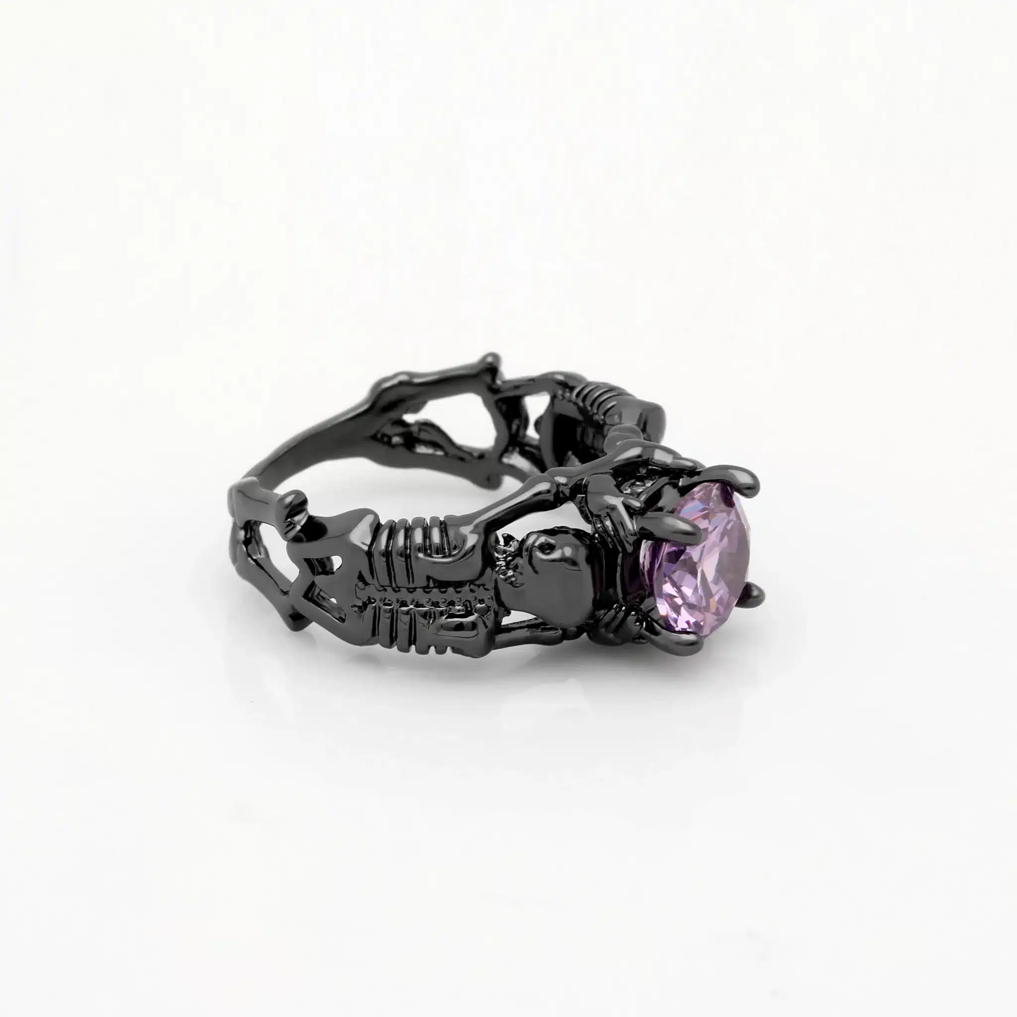 UFOORO Ghost evil Skull skeleton Hand CZ Ring European and American Punk style Motor Biker Men Ring 2017 new skull men's jewelry 42