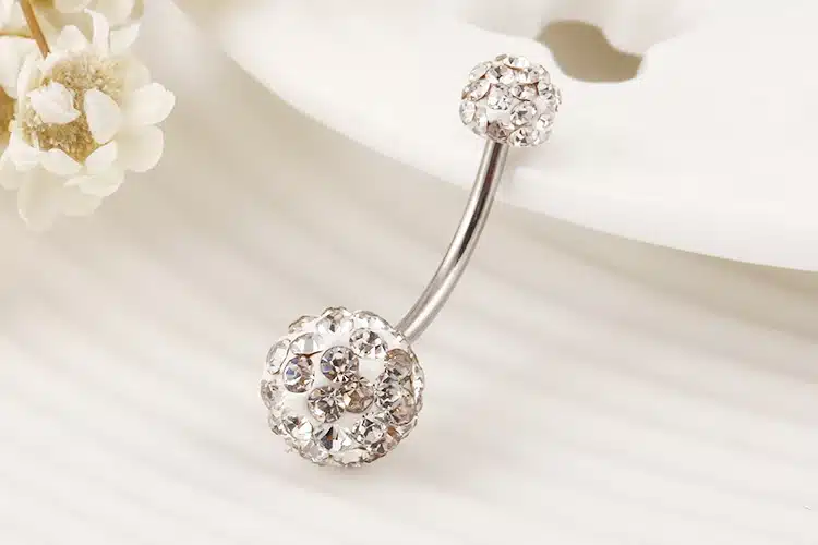 IF YOU Trendy Ball White Crystal Navel Ring Stainless Steel Piercing Belly Button Rings Body Fashion Jewelry Summer Style Women 41