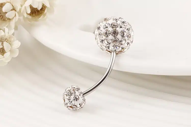 IF YOU Trendy Ball White Crystal Navel Ring Stainless Steel Piercing Belly Button Rings Body Fashion Jewelry Summer Style Women 43