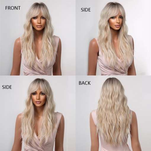 blond pikkade laineliste juustega parukas mannekeenil