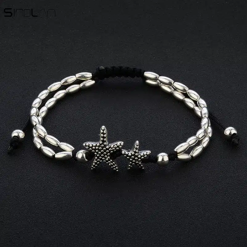 2017 New Fashion Retro Bohemia Round Rune Starfish Anklet Beach Feet Jewelry Simple Pull Beads Bobo Anklet Bracelet For Women 16
