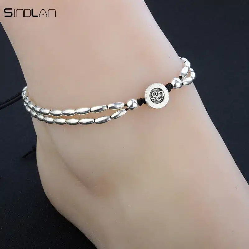2017 New Fashion Retro Bohemia Round Rune Starfish Anklet Beach Feet Jewelry Simple Pull Beads Bobo Anklet Bracelet For Women 17