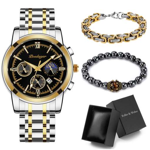 Luxury-Men-s-4-Pcs-Set-Gift-Box-Quartz-Men-Luminous-Calendar-Watch-Full-Steel-Waterproof-4 – saadaval Tootemaailm e-kaubamajas