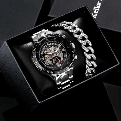 Golden-Men-s-Watch-Bracelet-Gift-Set-Top-Brand-Punk-Automatic-Mechanical-Skeleton-Watches-Copper-Steel-4 – saadaval Tootemaailm e-kaubamajas