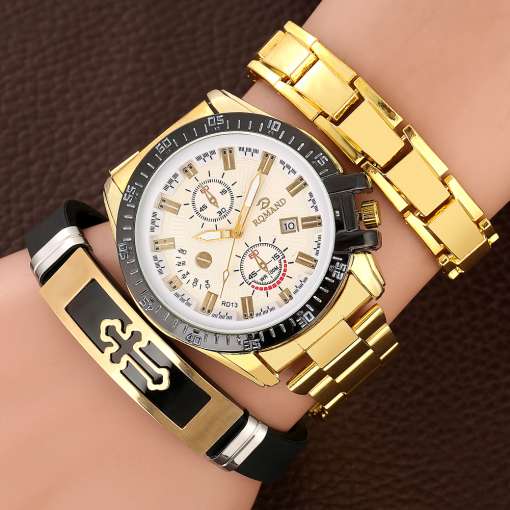 Gold-Luxury-Watch-for-Men-Stainless-Steel-Fashion-Calendar-Quartz-Watch-Men-Bracelets-Leisure-Gift-Set-2 – saadaval Tootemaailm e-kaubamajas
