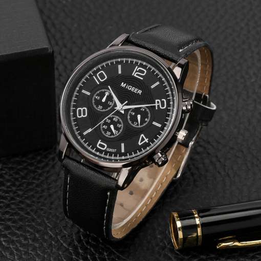 Watch-Gift-Set-for-Men-Black-Quartz-Numerals-Dial-Men-s-Leather-Watches-Adjustable-Bracelet-Men-3 – saadaval Tootemaailm e-kaubamajas
