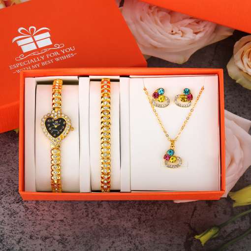 Luxury-Elegant-Watch-for-Women-Earrings-Necklace-Jewellery-Gift-Set-for-Ladies-Heart-Rhinestone-Quartz-Wristwatch-2 – saadaval Tootemaailm e-kaubamajas