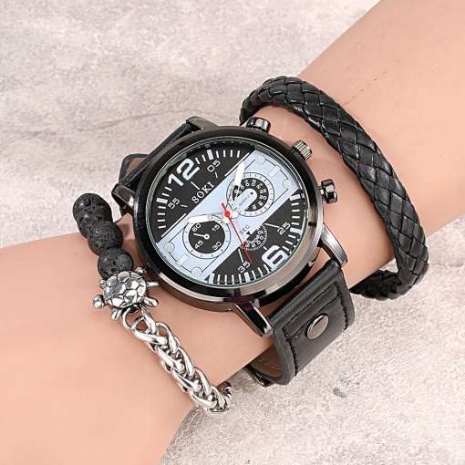 2023-New-Fashion-Men-Watch-Bracelet-Set-Leather-Quartz-Watches-Luxury-Business-Clock-Gift-Box-for-1 – saadaval Tootemaailm e-kaubamajas