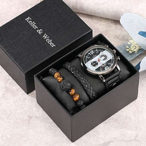 2023-New-Fashion-Men-Watch-Bracelet-Set-Leather-Quartz-Watches-Luxury-Business-Clock-Gift-Box-for-2 – saadaval Tootemaailm e-kaubamajas