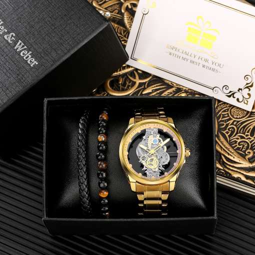 Luxury-Watch-Gift-Set-for-Husband-Men-s-Silver-Gold-Steel-Quartz-Watch-with-Bracelet-Creative-5 – saadaval Tootemaailm e-kaubamajas