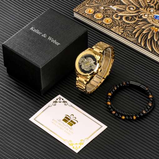 Luxury-Watch-Gift-Set-for-Husband-Men-s-Silver-Gold-Steel-Quartz-Watch-with-Bracelet-Creative-2 – saadaval Tootemaailm e-kaubamajas