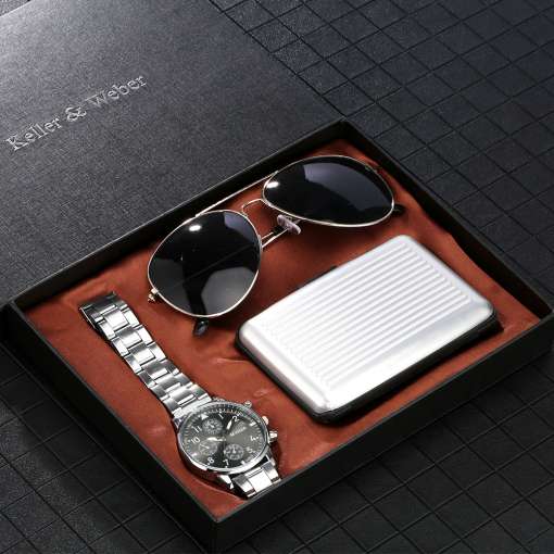 Silver-Watch-Mens-Gift-Set-Quartz-Digital-Stainless-Steel-Watch-Antimagnetic-Credit-Card-Box-Male-Sunglasses-1 – saadaval Tootemaailm e-kaubamajas
