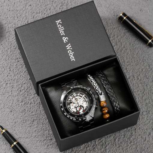 Keller-Weber-Men-Bracelet-Watch-Gift-Set-Practical-Birthday-Christmas-Gifts-for-Husband-Father-Fashion-Mechanical-1 – saadaval Tootemaailm e-kaubamajas