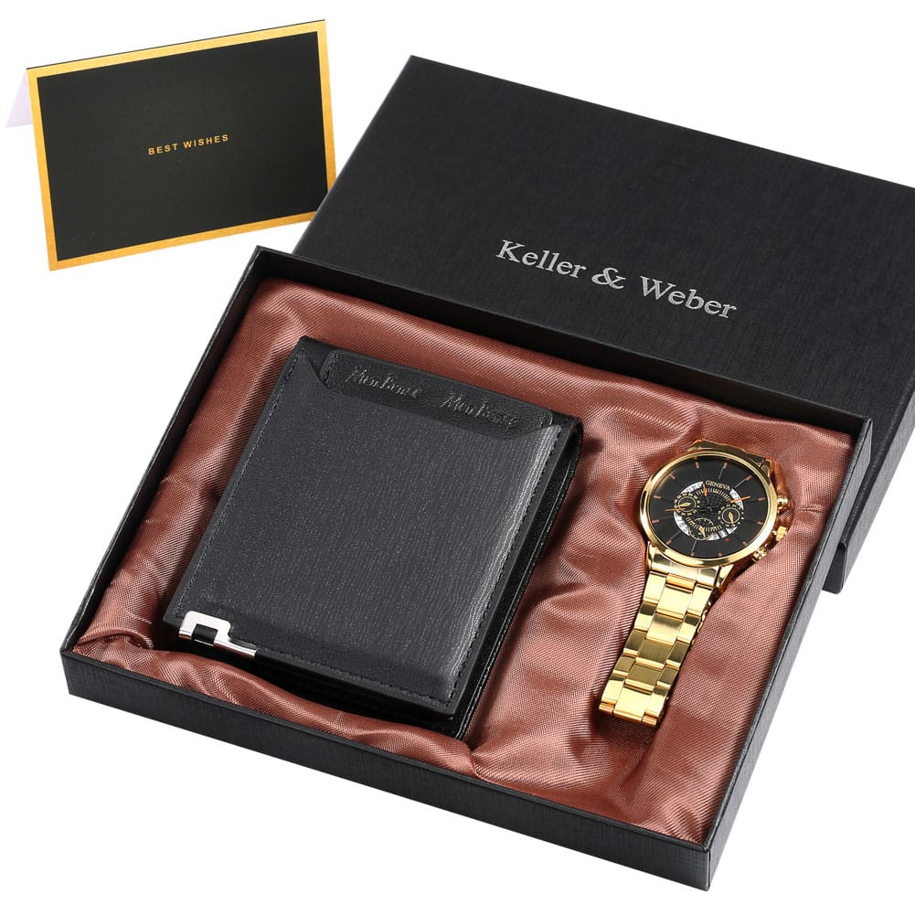 Luxury-Golden-Men-Wallet-Watch-Kit-Stainless-Steel-Quartz-Clock-Simple-Dial-Man-Leather-Wallet-Birthday-1 – saadaval Tootemaailm e-kaubamajas