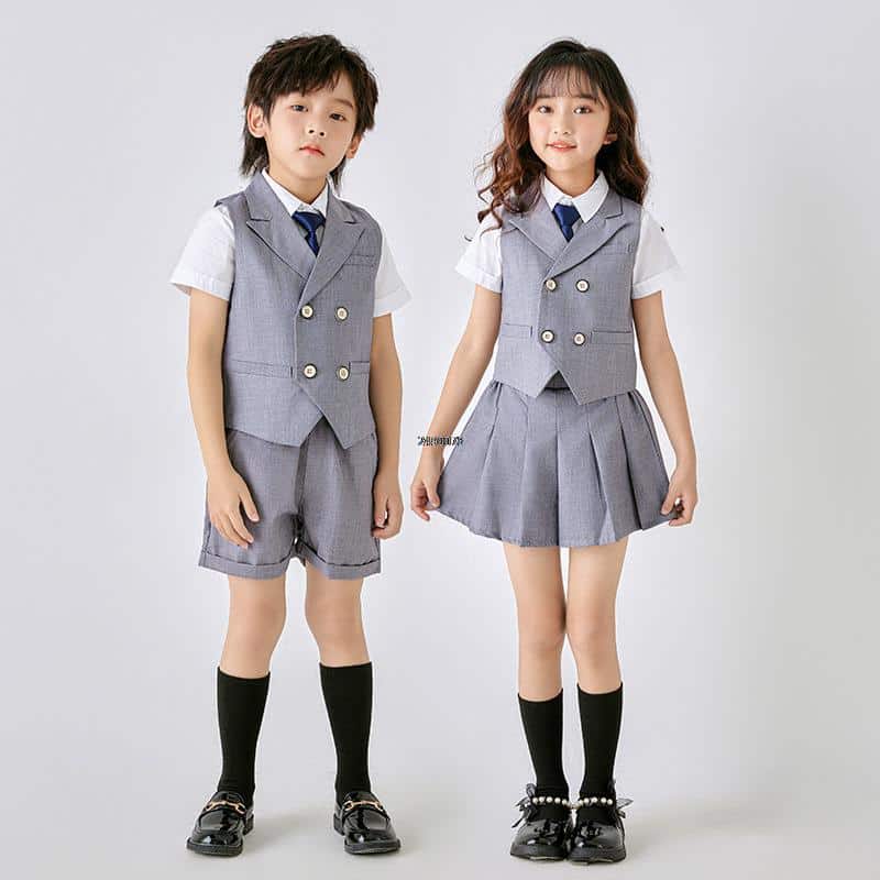 Boys-Girls-Summer-School-Class-Suit-Vest-Shorts-Skirt-Photograph-Dress-Kids-Uniforms-Children-s-Day-1 – saadaval Tootemaailm e-kaubamajas