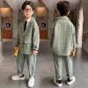 Teenager-Boys-Formal-Suit-Plaid-Jacket-Pants-2PCS-Clothing-Set-Kindergarten-Kids-Performance-Dress-Children-Chorus-2 – saadaval Tootemaailm e-kaubamajas
