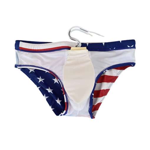 meeste ujumispüksid USA lipu mustriga, sinise, punase ja valge värviga