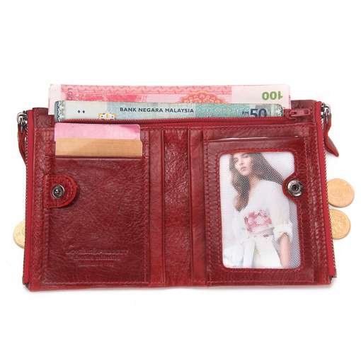 Fashion-Genuine-Leather-Women-Wallet-Bi-fold-Wallets-Red-ID-Card-Holder-Coin-Purse-With-Double-2 – saadaval Tootemaailm e-kaubamajas