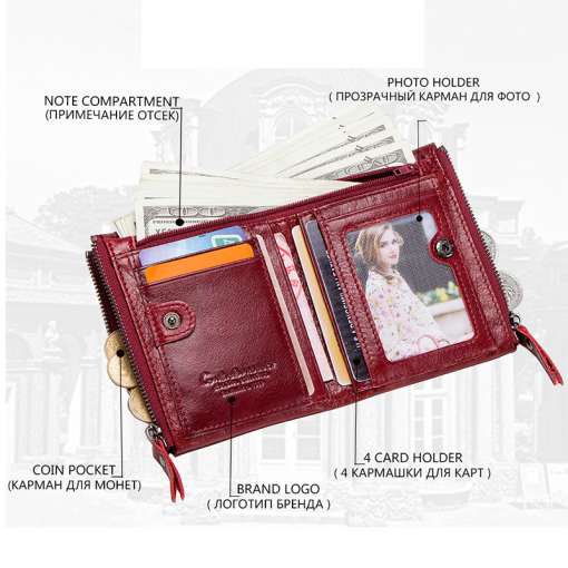 Fashion-Genuine-Leather-Women-Wallet-Bi-fold-Wallets-Red-ID-Card-Holder-Coin-Purse-With-Double-3 – saadaval Tootemaailm e-kaubamajas