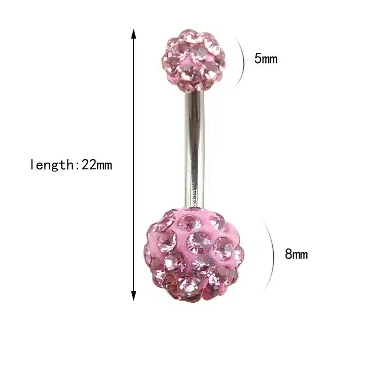 Belly Piercing Surgical Steel Belly Navel Button Rings body piercing jewelry Wholesale 14G Surgical Steel with double crystal 15