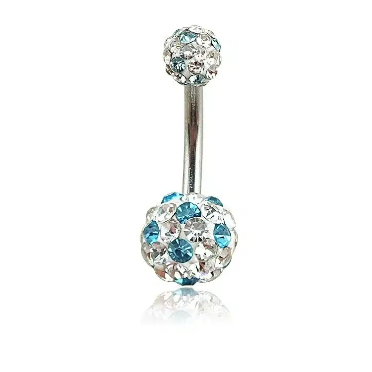 Belly Piercing Surgical Steel Belly Navel Button Rings body piercing jewelry Wholesale 14G Surgical Steel with double crystal 17