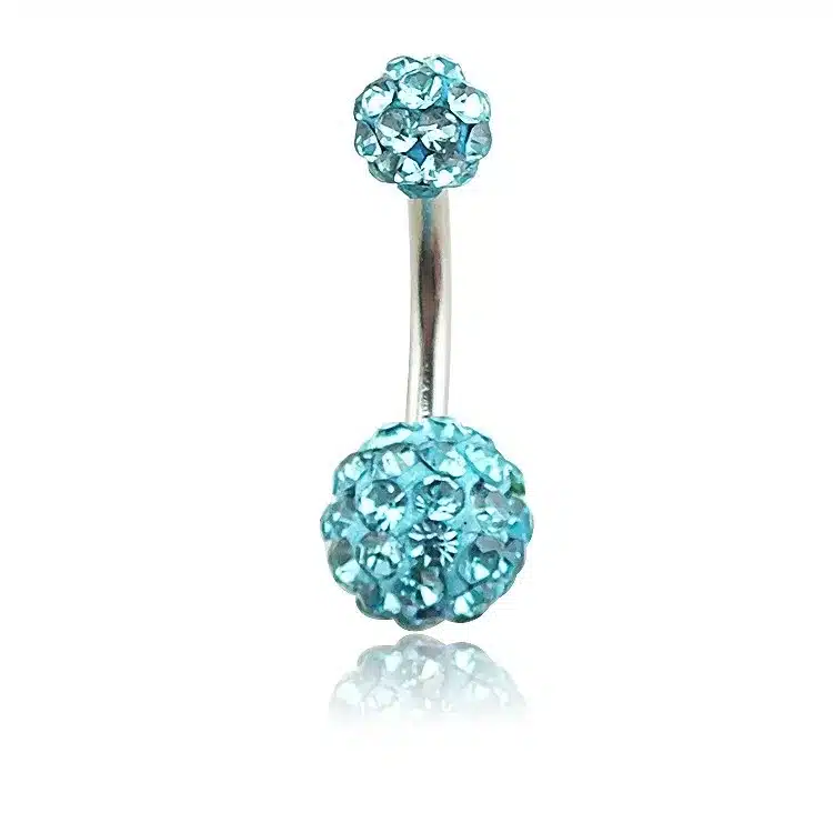 Belly Piercing Surgical Steel Belly Navel Button Rings body piercing jewelry Wholesale 14G Surgical Steel with double crystal 19