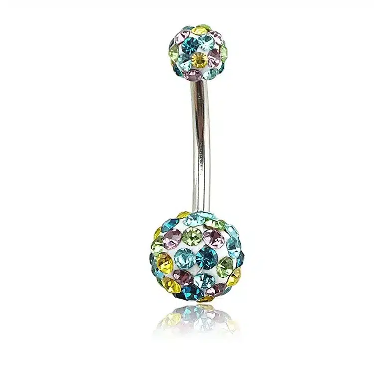 Belly Piercing Surgical Steel Belly Navel Button Rings body piercing jewelry Wholesale 14G Surgical Steel with double crystal 18