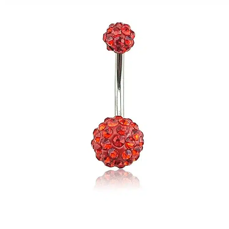 Belly Piercing Surgical Steel Belly Navel Button Rings body piercing jewelry Wholesale 14G Surgical Steel with double crystal 20