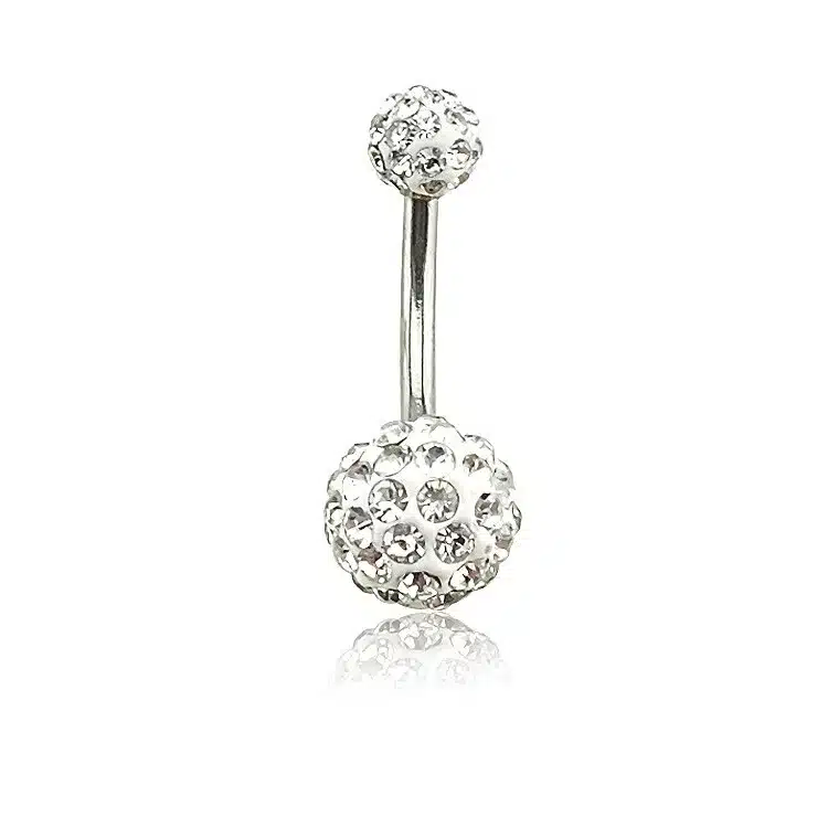 Belly Piercing Surgical Steel Belly Navel Button Rings body piercing jewelry Wholesale 14G Surgical Steel with double crystal 21