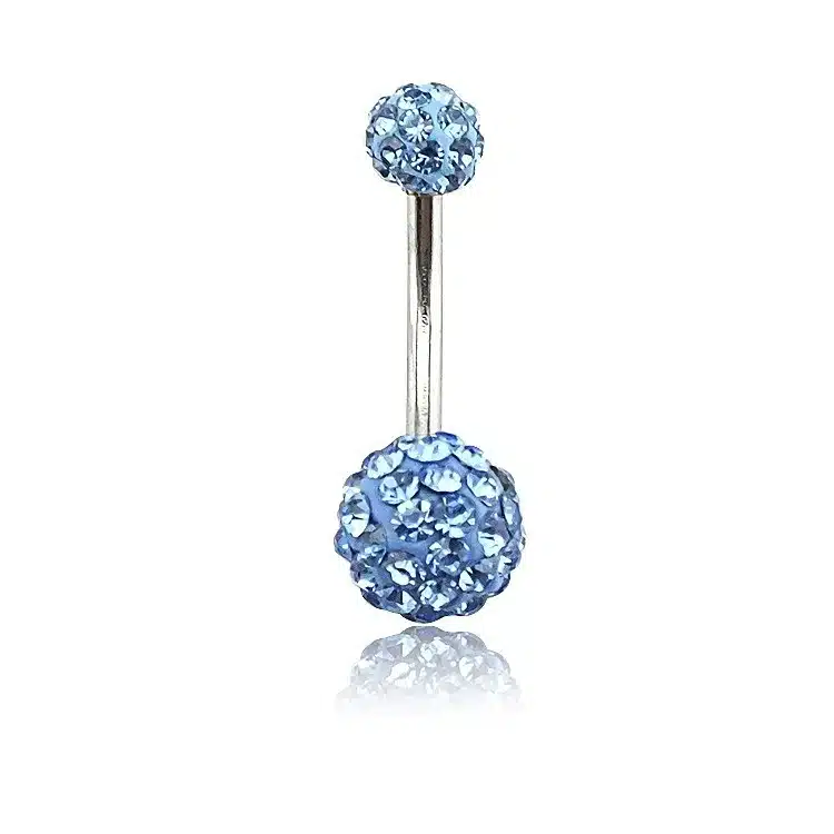 Belly Piercing Surgical Steel Belly Navel Button Rings body piercing jewelry Wholesale 14G Surgical Steel with double crystal 22