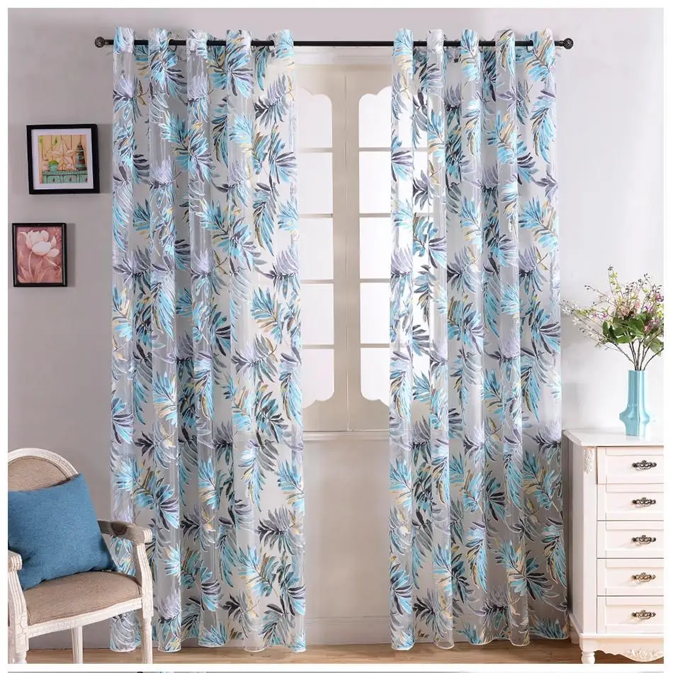Top Finel Tropical Leaves Embroidered Sheer Curtains for Living Room Bedroom Cheap Organza Curtains Tulle for Window Treatments 14