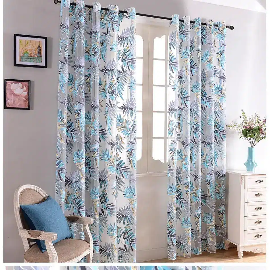 Top Finel Tropical Leaves Embroidered Sheer Curtains for Living Room Bedroom Cheap Organza Curtains Tulle for Window Treatments 15
