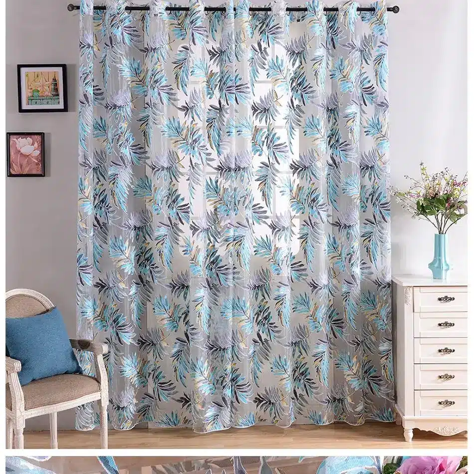 Top Finel Tropical Leaves Embroidered Sheer Curtains for Living Room Bedroom Cheap Organza Curtains Tulle for Window Treatments 17