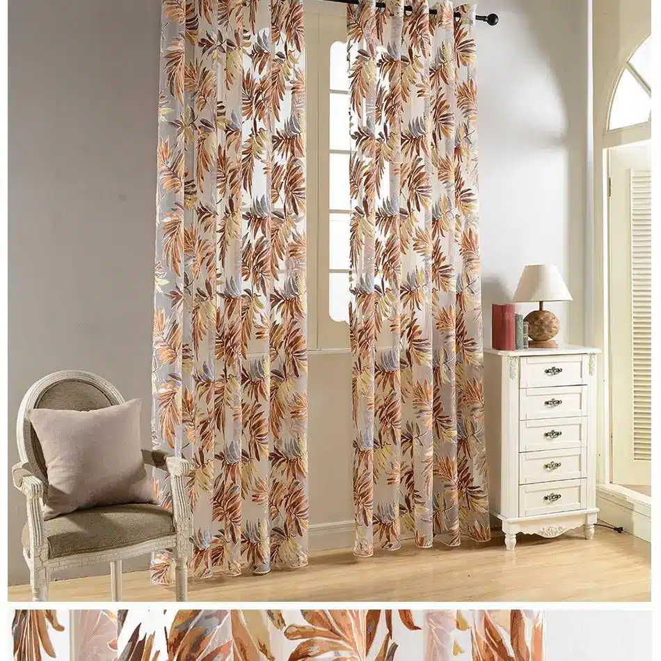 Top Finel Tropical Leaves Embroidered Sheer Curtains for Living Room Bedroom Cheap Organza Curtains Tulle for Window Treatments 20