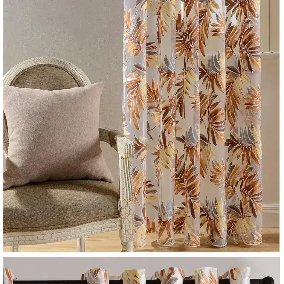 Top Finel Tropical Leaves Embroidered Sheer Curtains for Living Room Bedroom Cheap Organza Curtains Tulle for Window Treatments 22