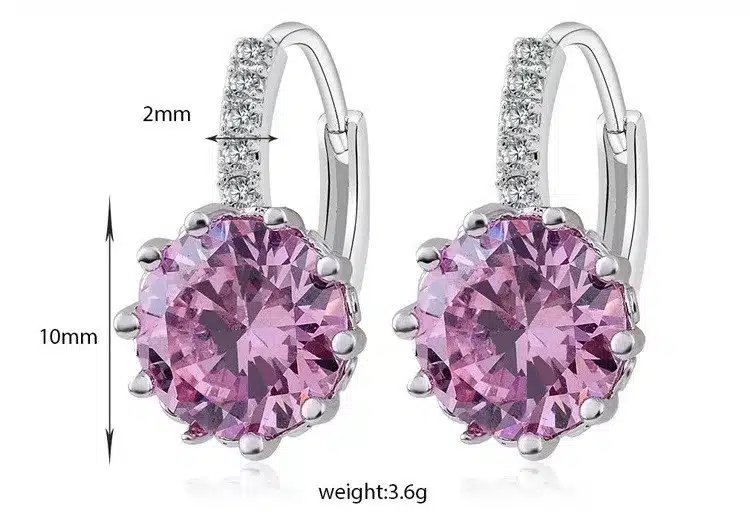8 Colors Silver Pink Blue Crystal Large Crystal Earrings with Stones Cubic Zirconia Women's Earings Boucle D'oreille Femme DML49 25