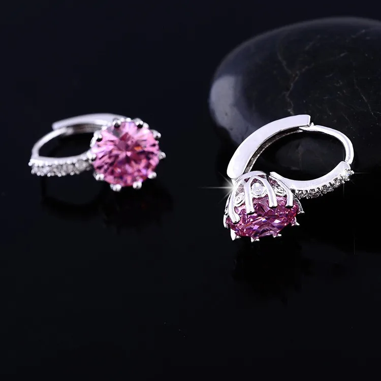 8 Colors Silver Pink Blue Crystal Large Crystal Earrings with Stones Cubic Zirconia Women's Earings Boucle D'oreille Femme DML49 28