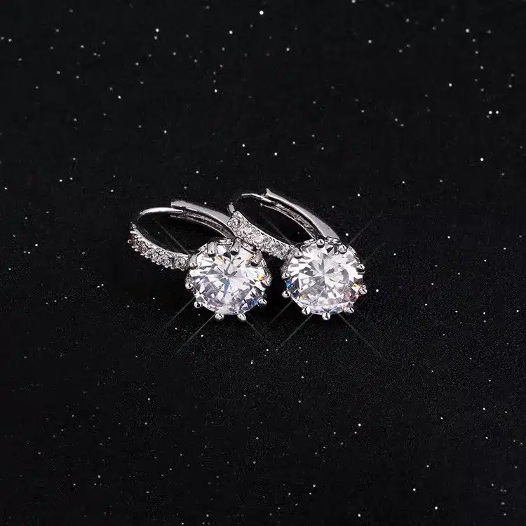 8 Colors Silver Pink Blue Crystal Large Crystal Earrings with Stones Cubic Zirconia Women's Earings Boucle D'oreille Femme DML49 31
