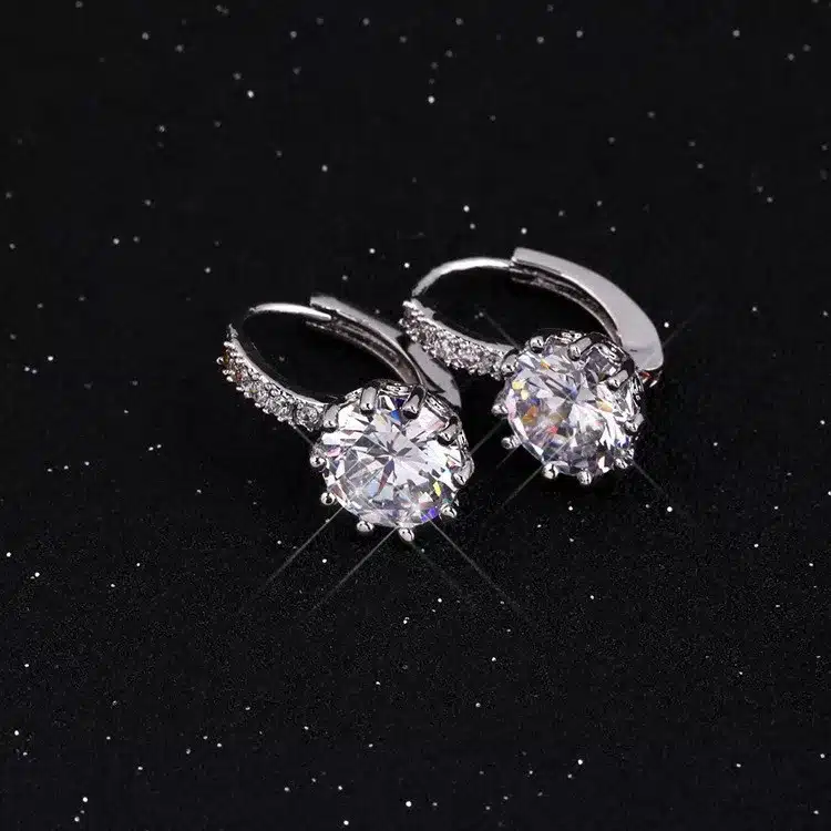 8 Colors Silver Pink Blue Crystal Large Crystal Earrings with Stones Cubic Zirconia Women's Earings Boucle D'oreille Femme DML49 33