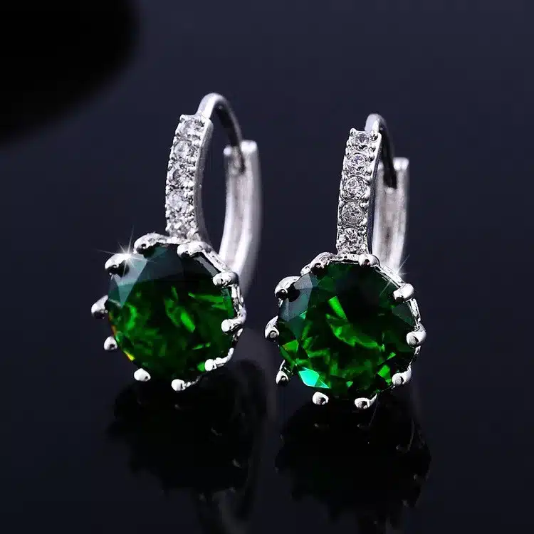 8 Colors Silver Pink Blue Crystal Large Crystal Earrings with Stones Cubic Zirconia Women's Earings Boucle D'oreille Femme DML49 35