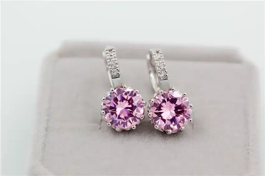 8 Colors Silver Pink Blue Crystal Large Crystal Earrings with Stones Cubic Zirconia Women's Earings Boucle D'oreille Femme DML49 42